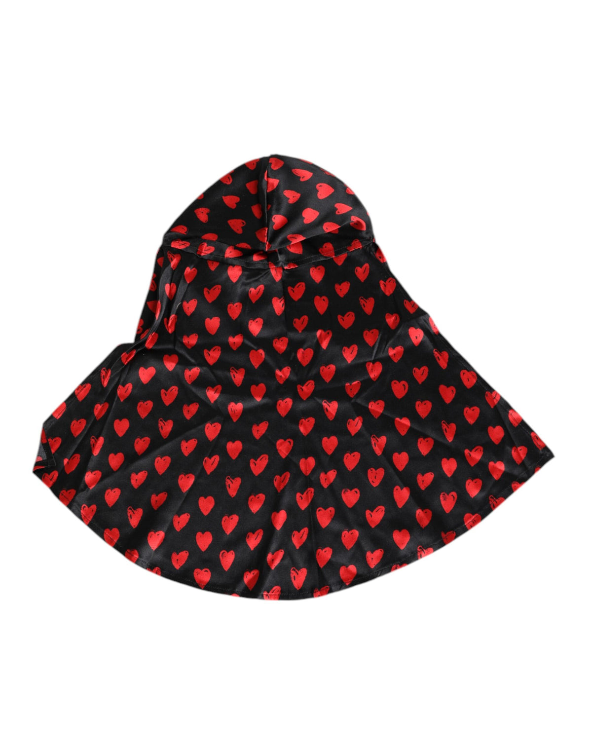Chapeau en polyester noir avec des cœurs rouges