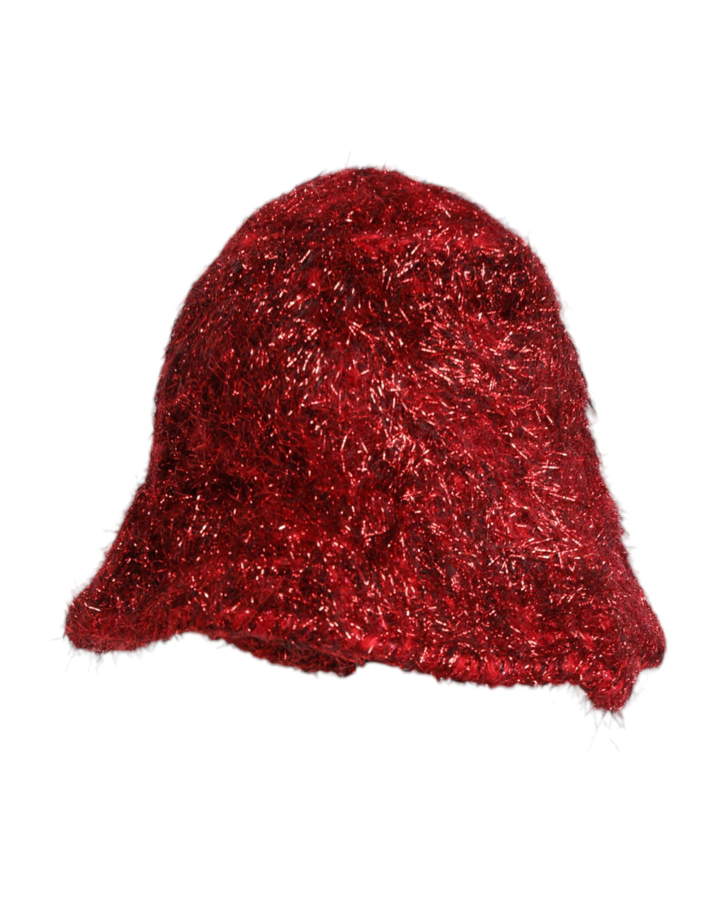 Red Viscose Tinsel Wide Brim Bucket Hat