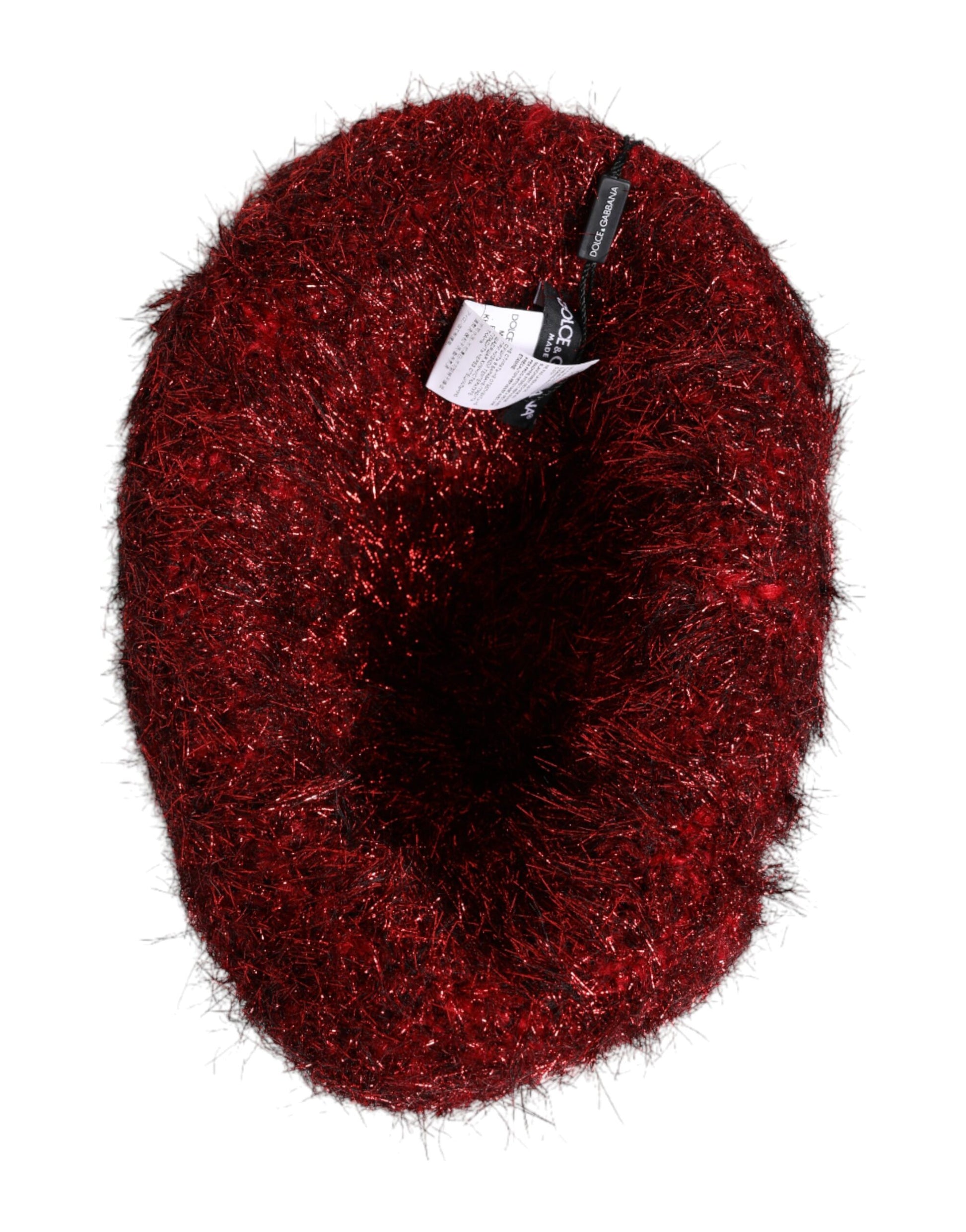 Red Viscose Tinsel Wide Brim Bucket Hat