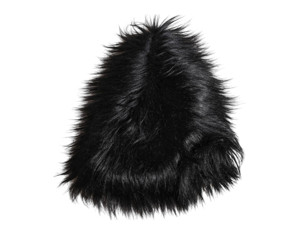 Chapeau de pêche en fausse fourrure acrylique noire pour femme