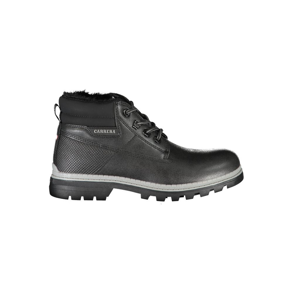 Black Polyurethane Women Ankle Boot