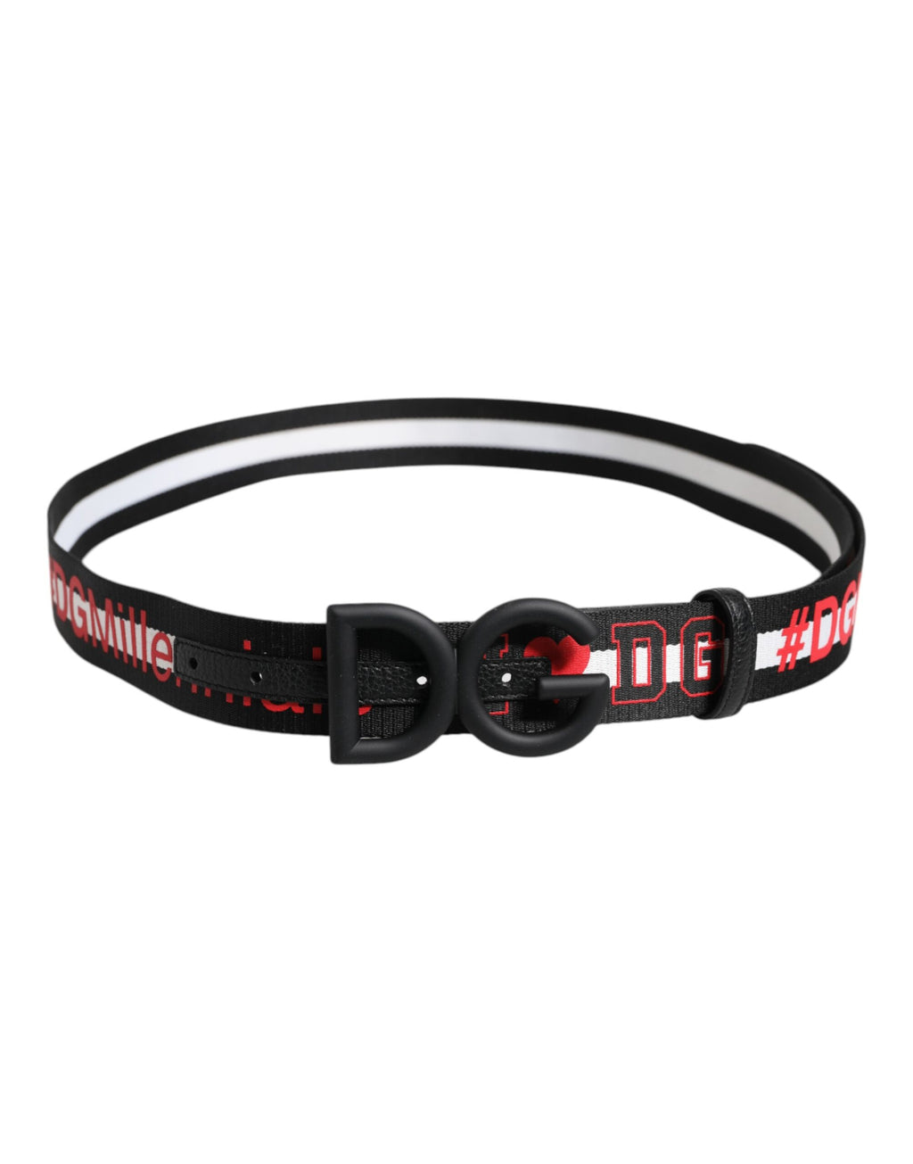 Ceinture en polyester noir avec logo imprimé et boucle DG.