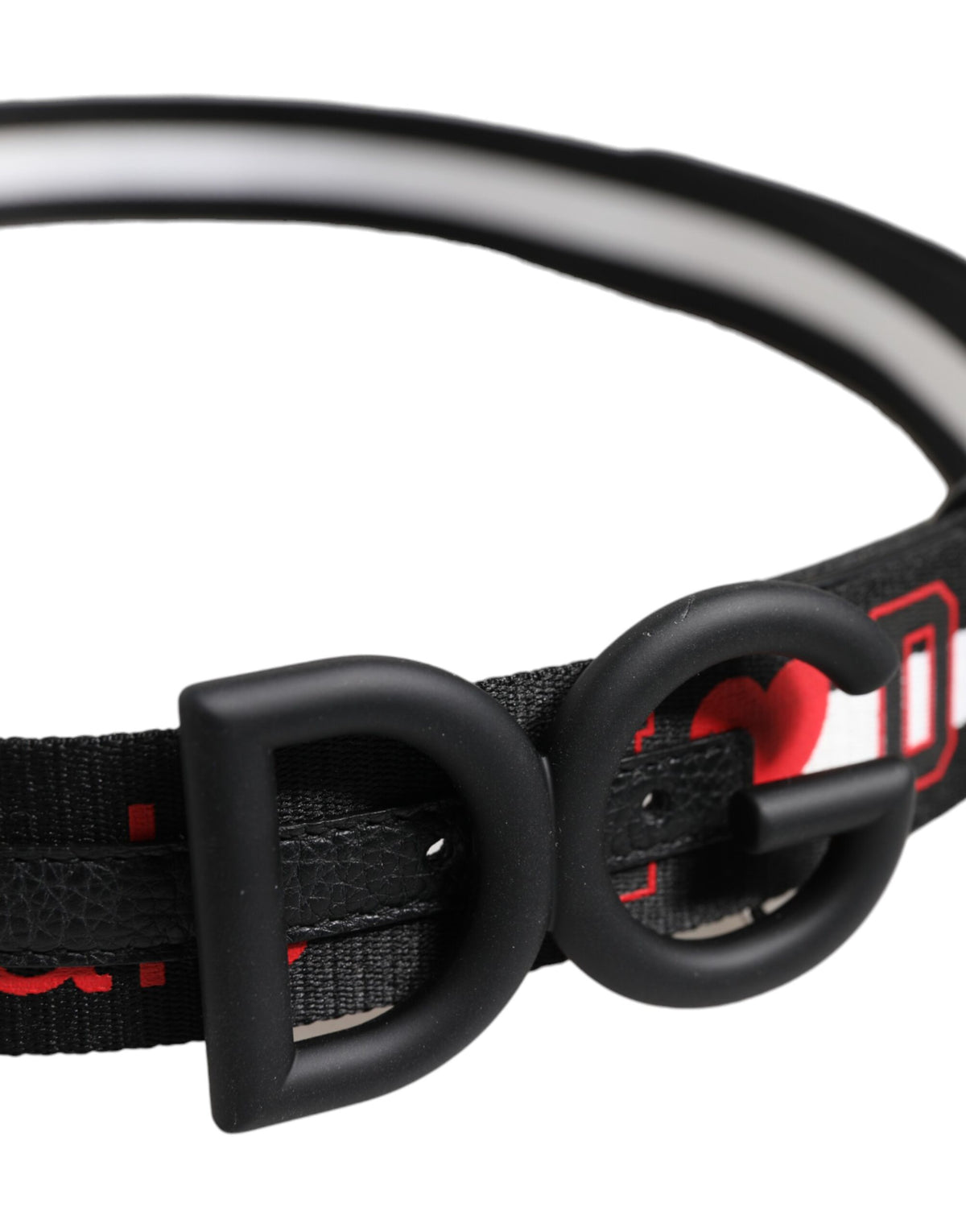 Ceinture en polyester noir avec logo imprimé et boucle DG.