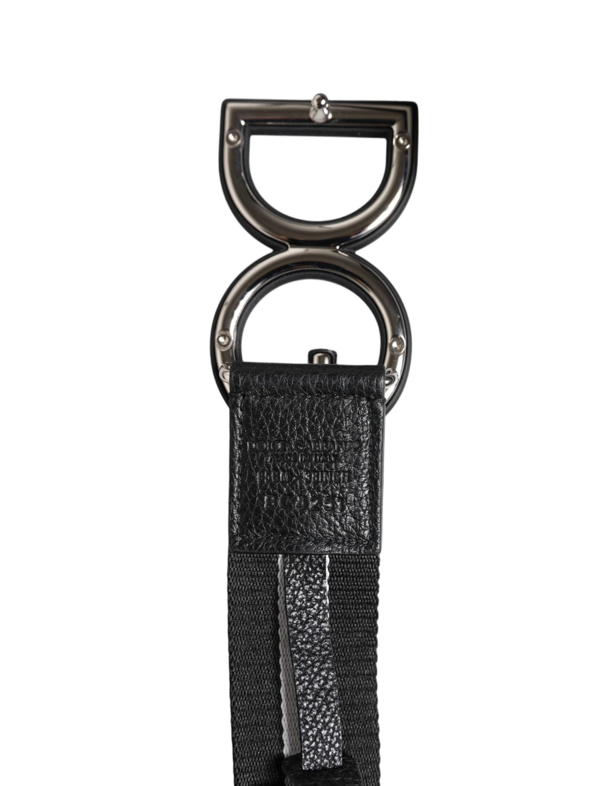 Ceinture en polyester noir avec logo imprimé et boucle DG.