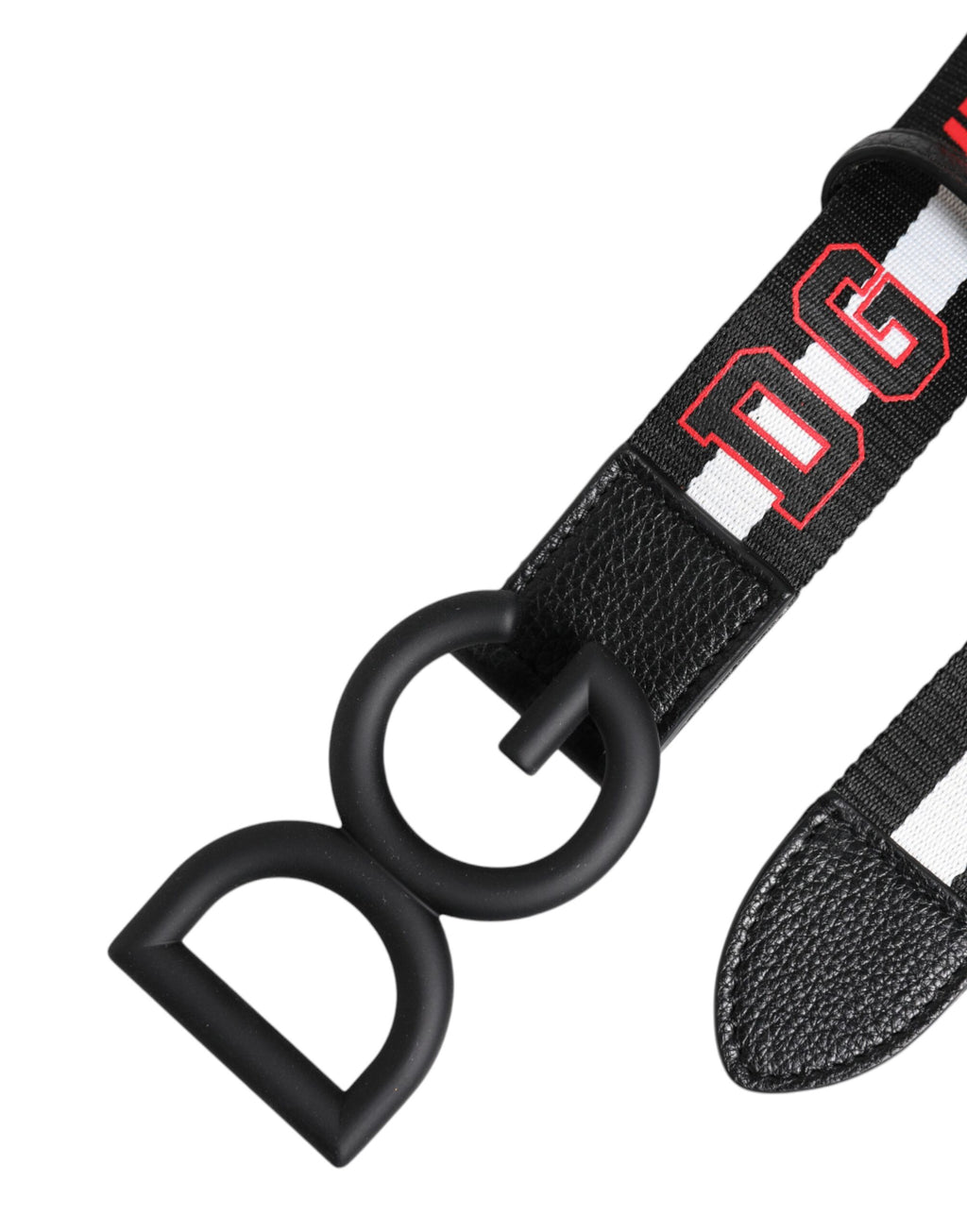 Ceinture en polyester noir avec logo imprimé et boucle DG.