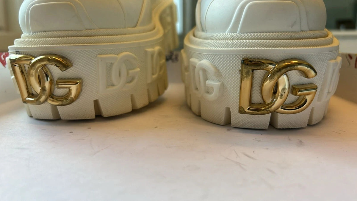 Bottes de cheville en cuir blanc avec logo en caoutchouc