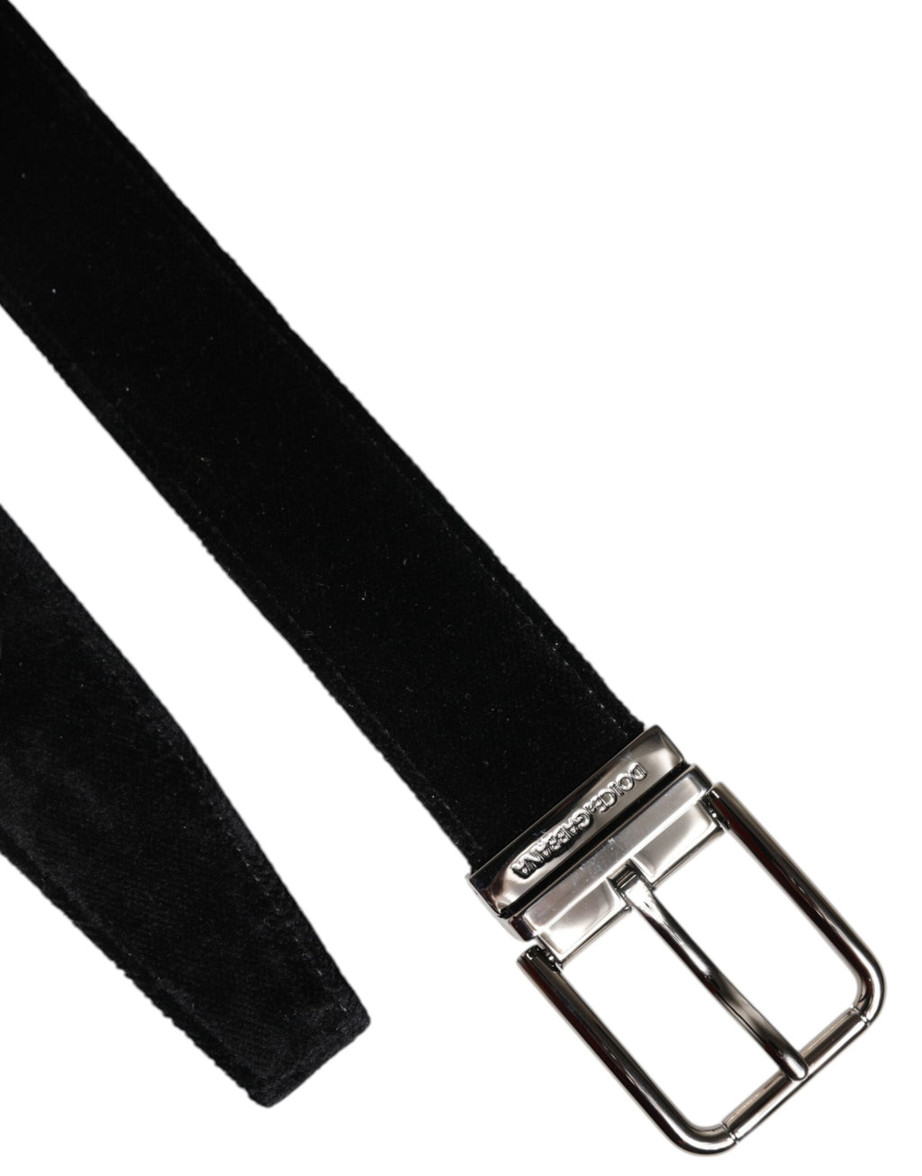 Ceinture en coton noir avec boucle en métal argenté