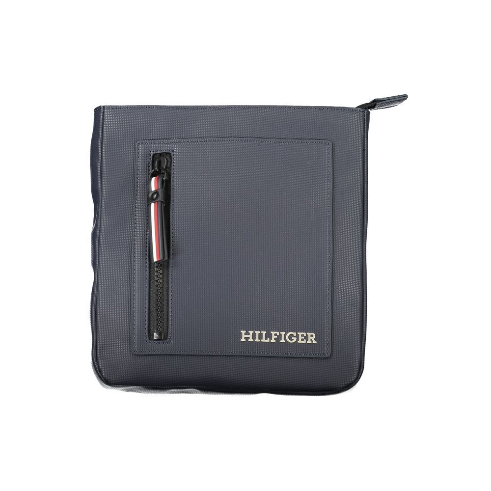 Navy Polyurethane Men's Shoulder Bag