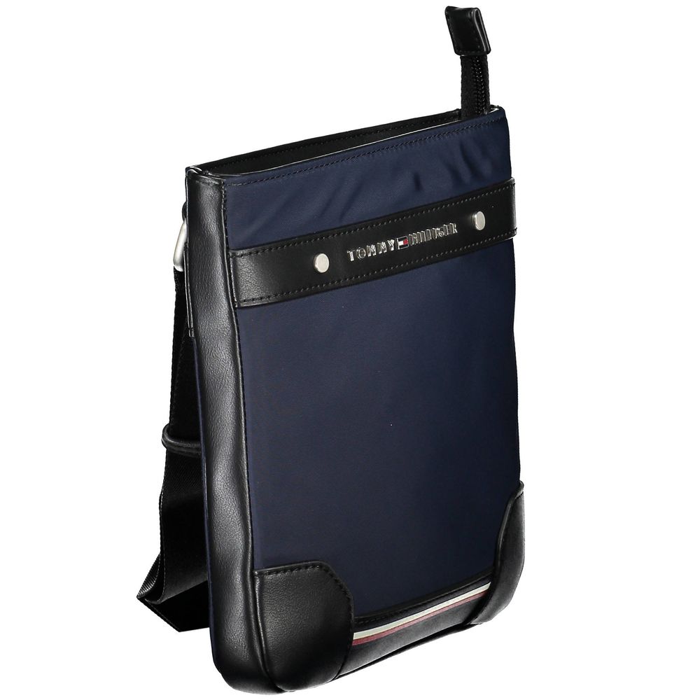 Blue Polyurethane Men's Shoulder Bag
