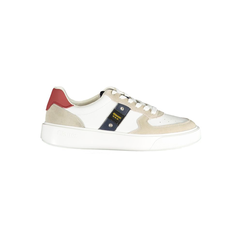 White Polyurethane Men Sneaker