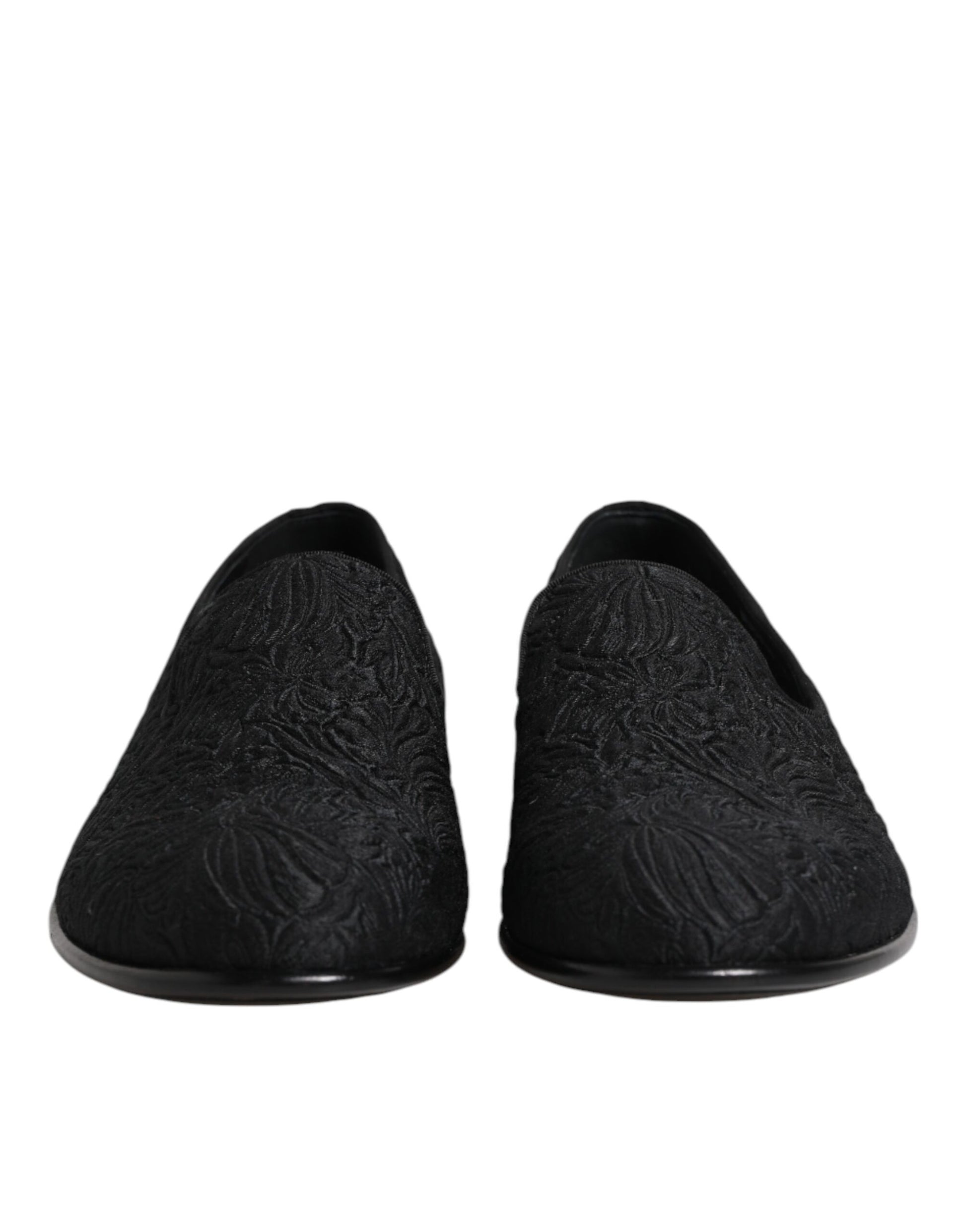 Black Jacquard Slip On Loafers Formal Shoes