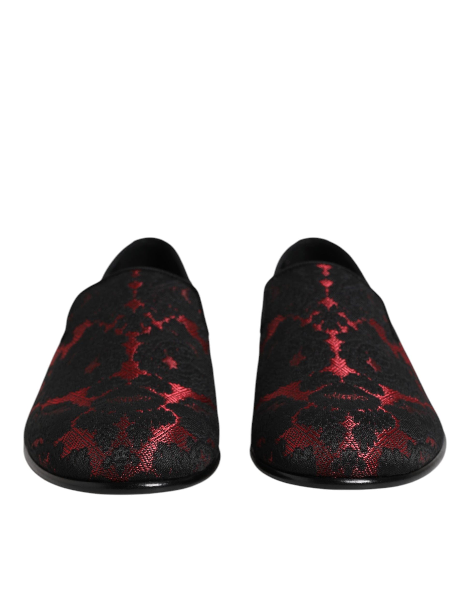Chaussures plates à enfiler en jacquard rouge et noir
