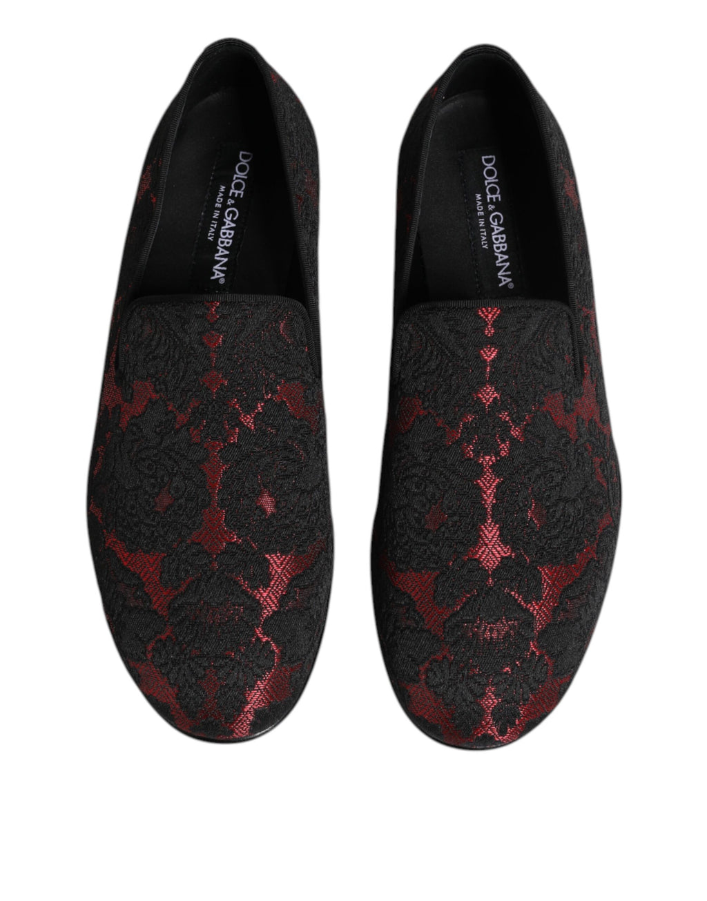 Chaussures plates à enfiler en jacquard rouge et noir