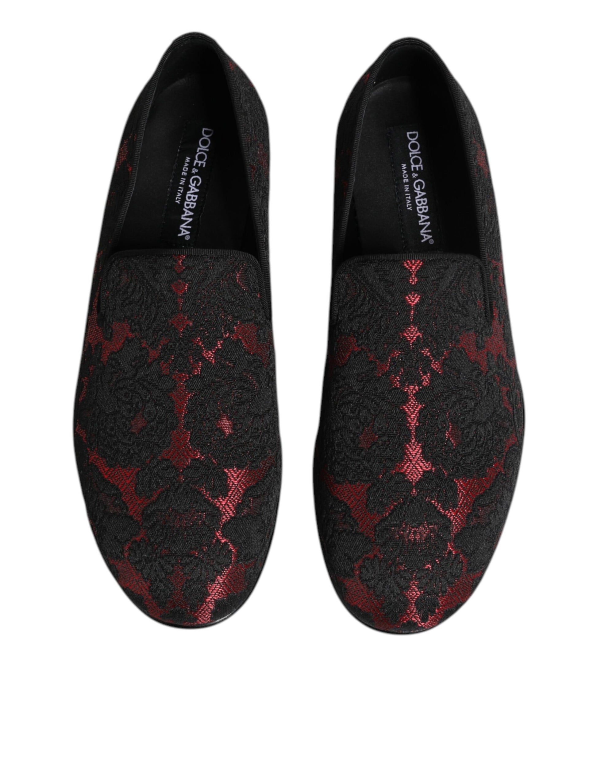 Chaussures plates à enfiler en jacquard rouge et noir