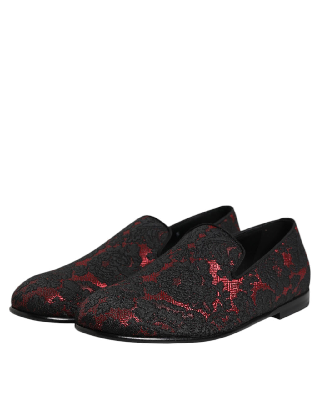 Chaussures plates à enfiler en jacquard rouge et noir