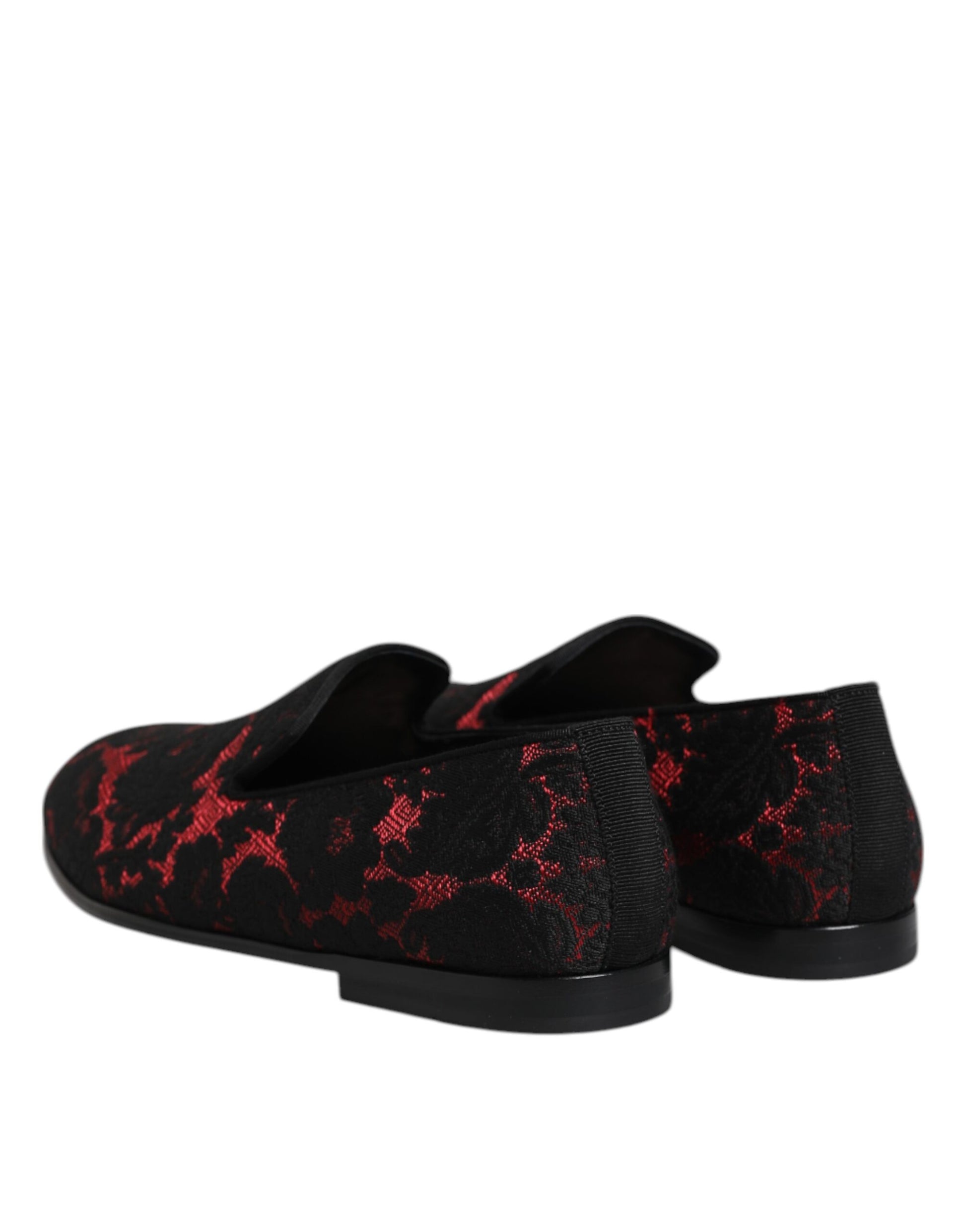 Chaussures plates à enfiler en jacquard rouge et noir