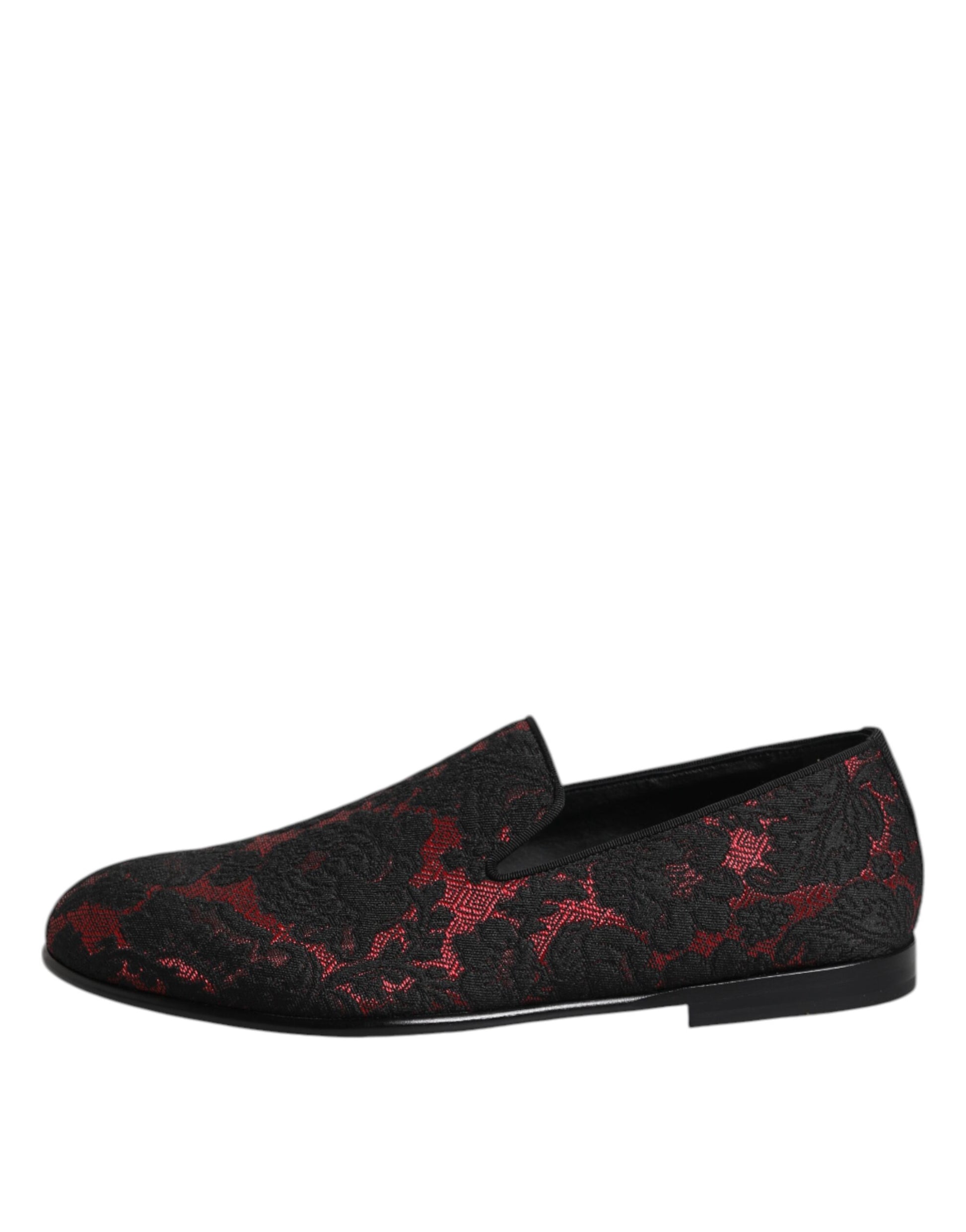 Chaussures plates à enfiler en jacquard rouge et noir