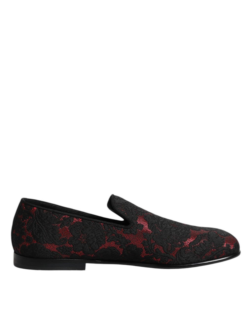 Chaussures plates à enfiler en jacquard rouge et noir