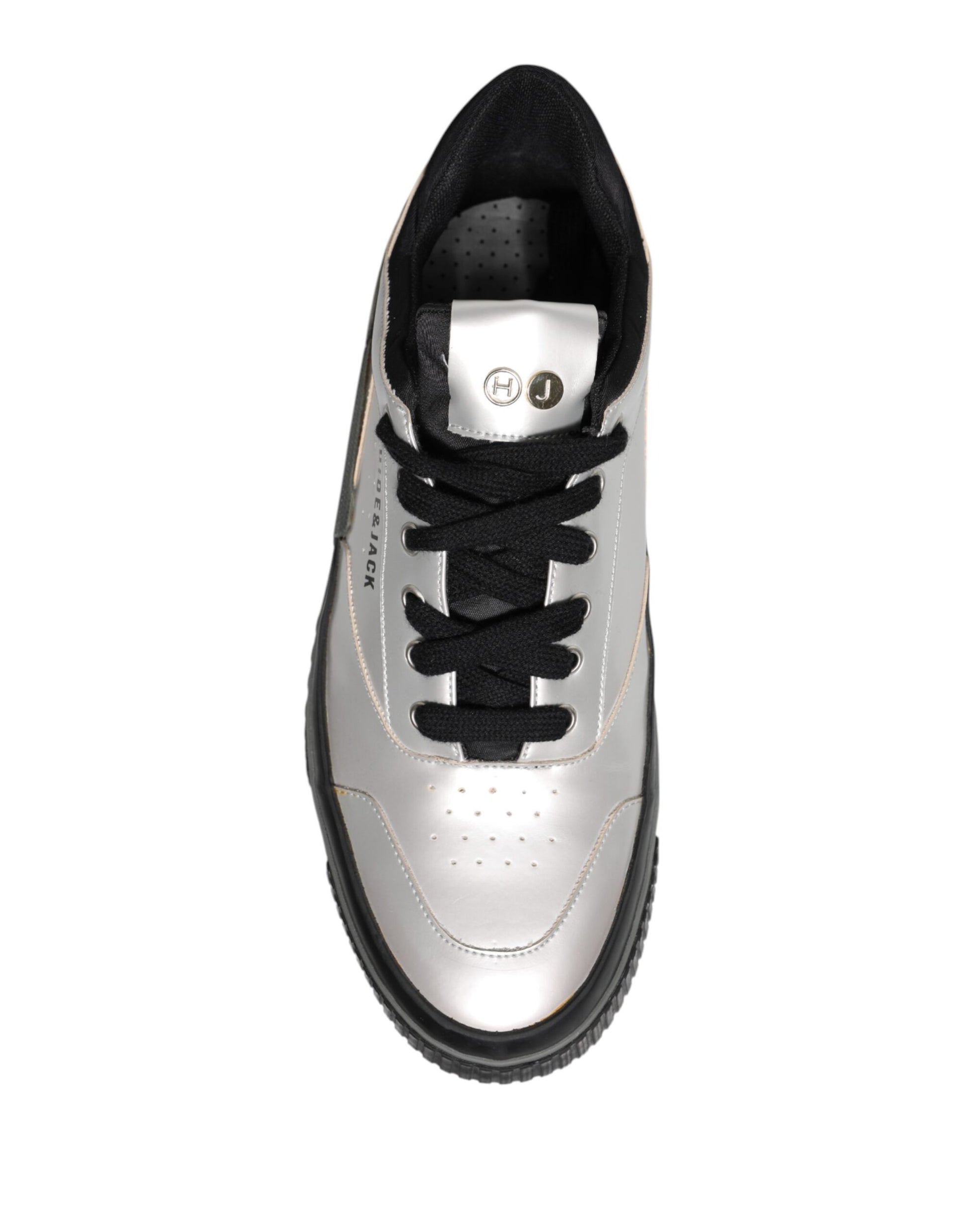 Metallic Silver Low Top Lace Up Sneakers Shoes