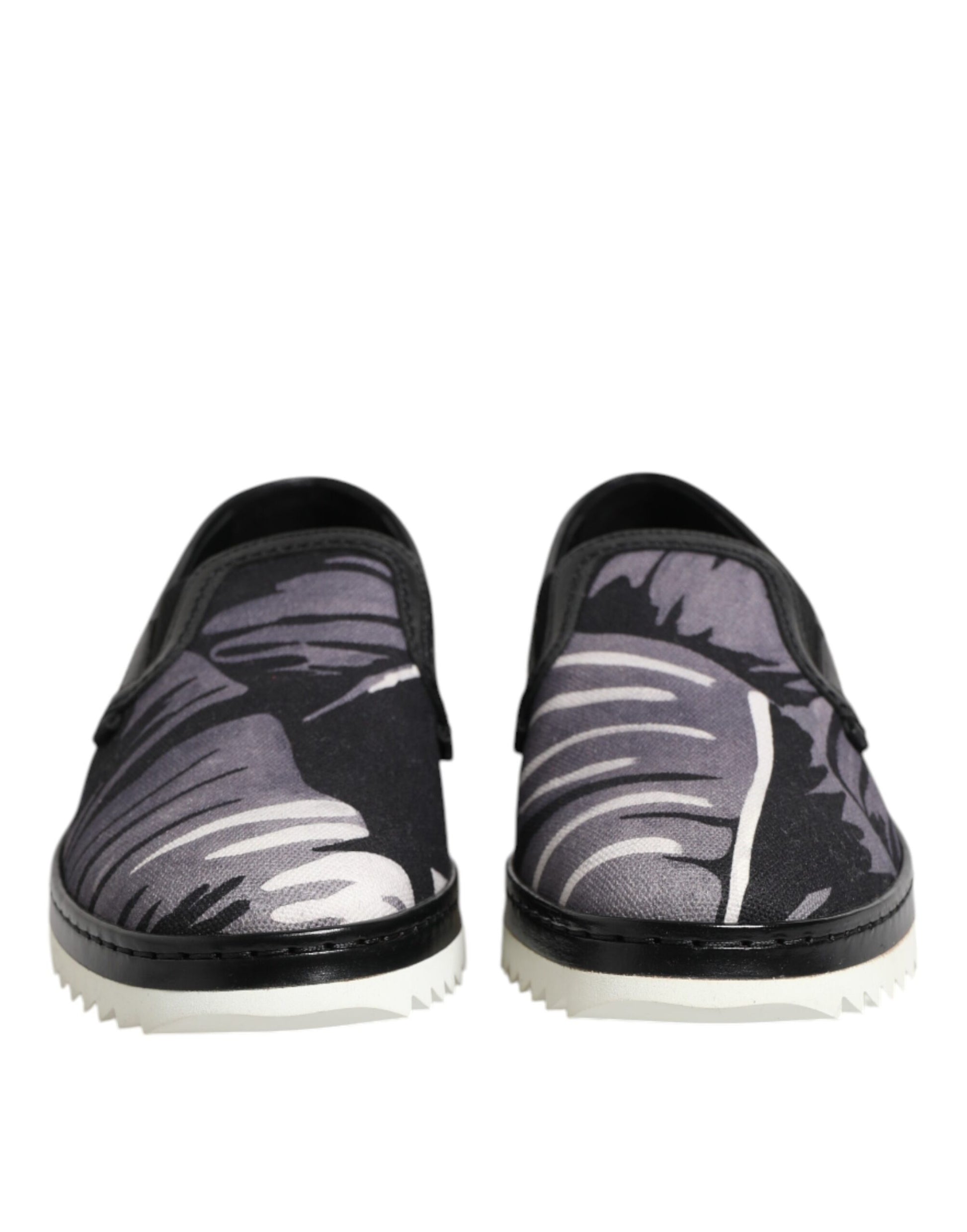 Sneakers homme noires à motif tropical, à enfiler.