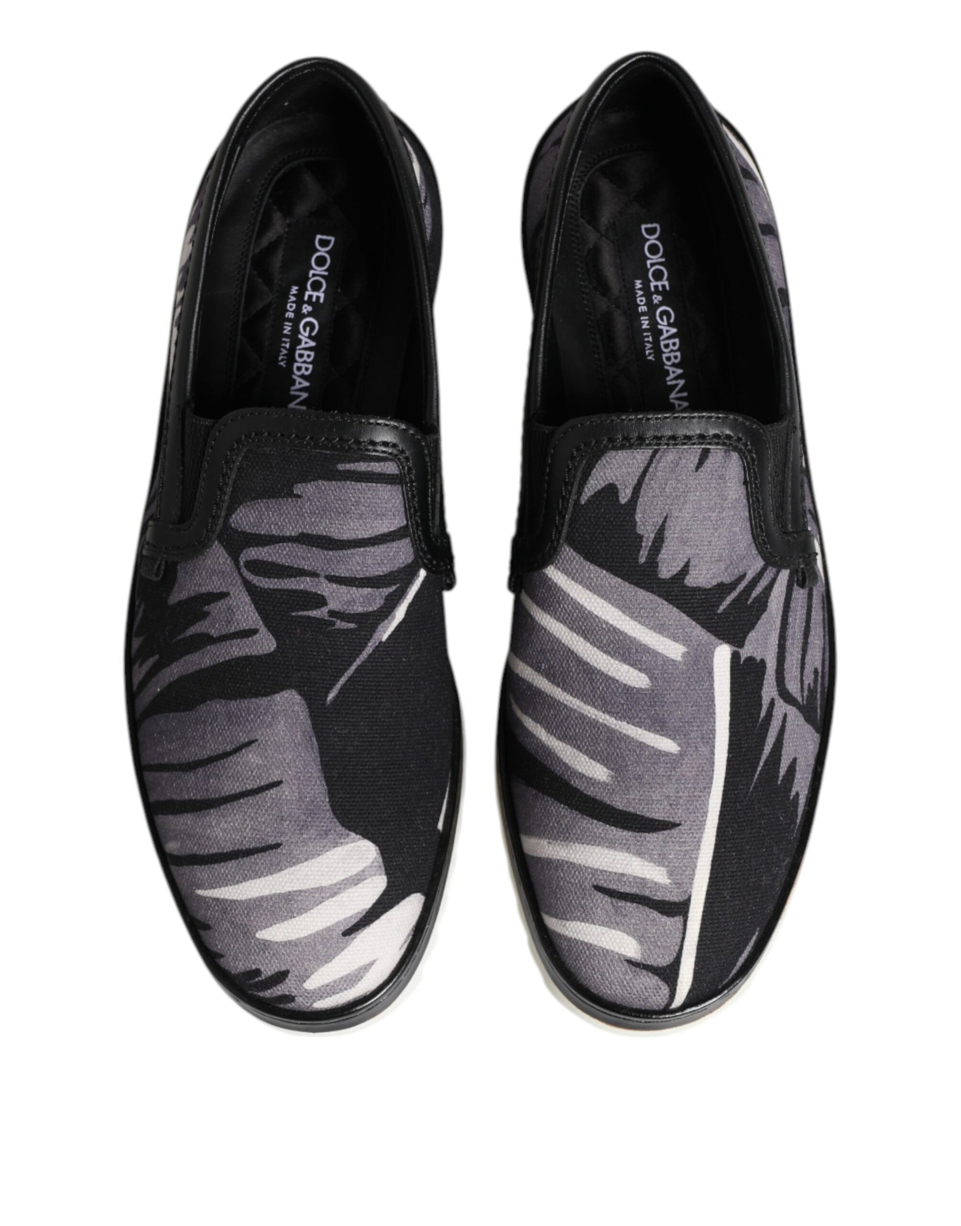 Sneakers homme noires à motif tropical, à enfiler.