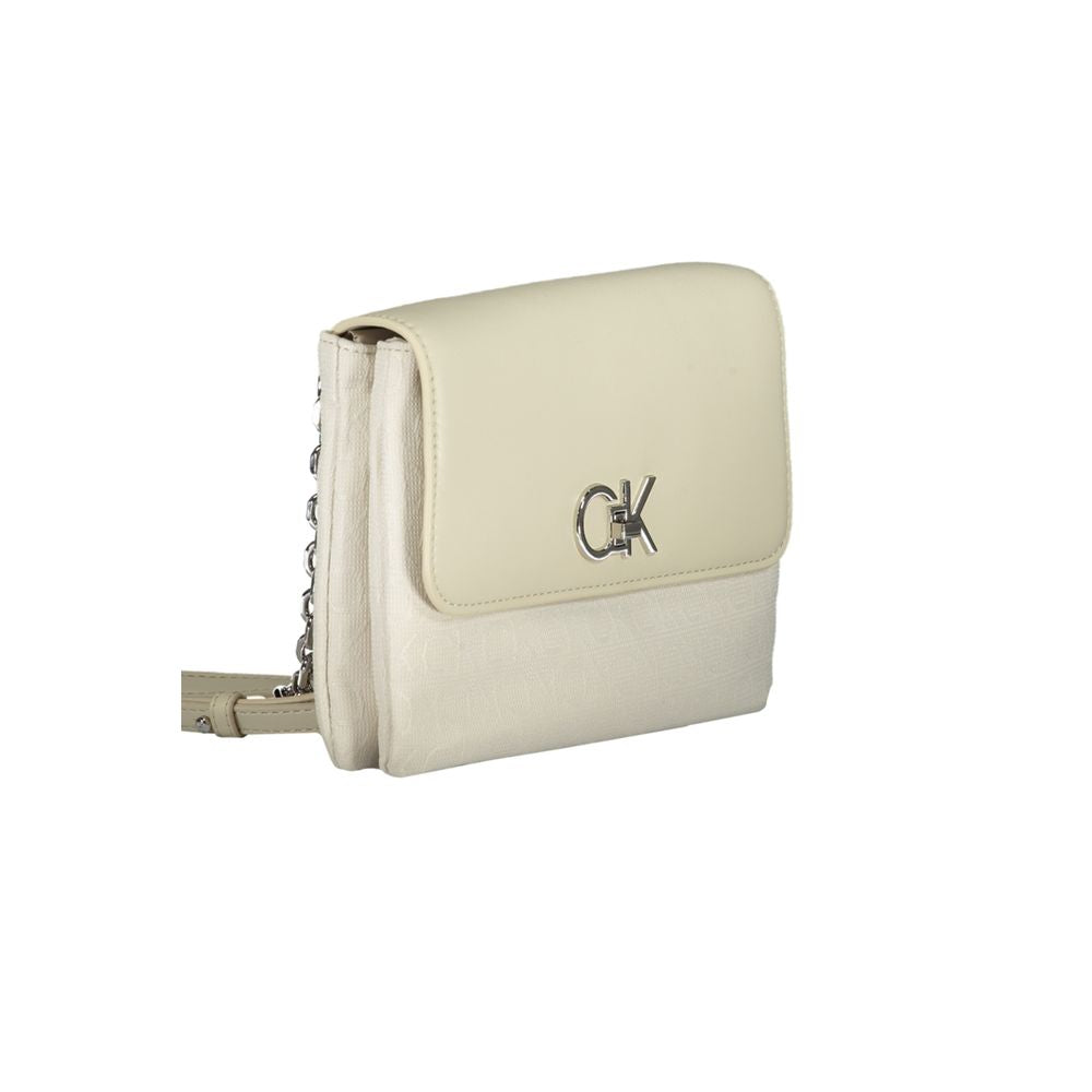 Beige Polyester Women Handbag