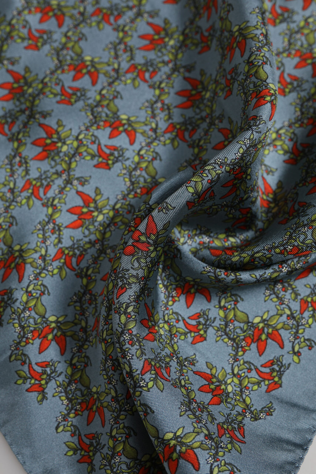 Gray Chilis Silk Square Men Foulard Scarf