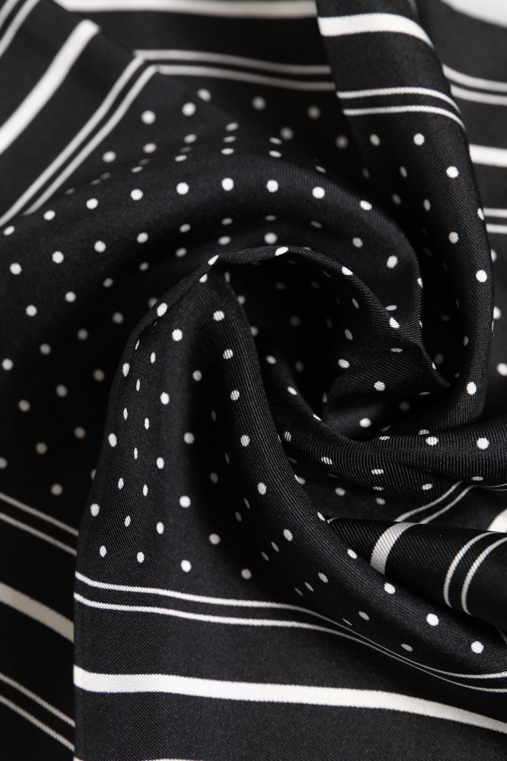 Écharpe foulard homme à pois noir et blanc