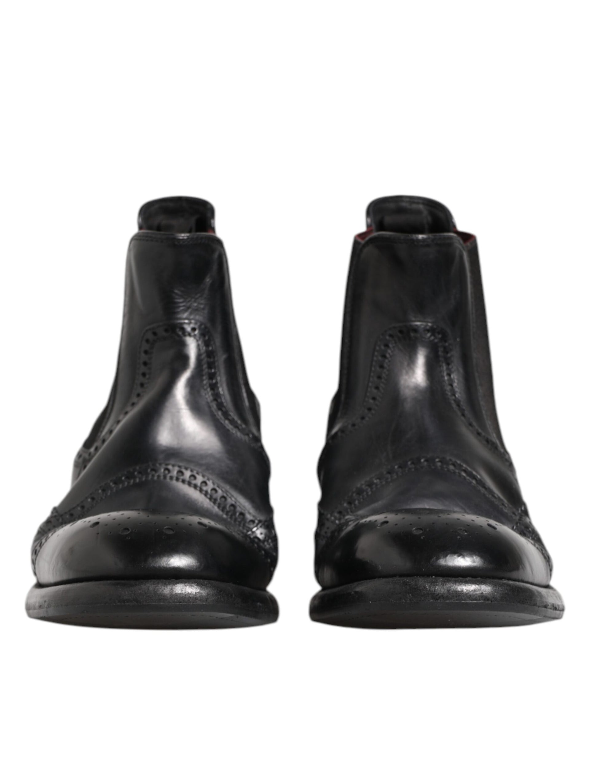 Black Leather Ankle Boots Slip On Shoes