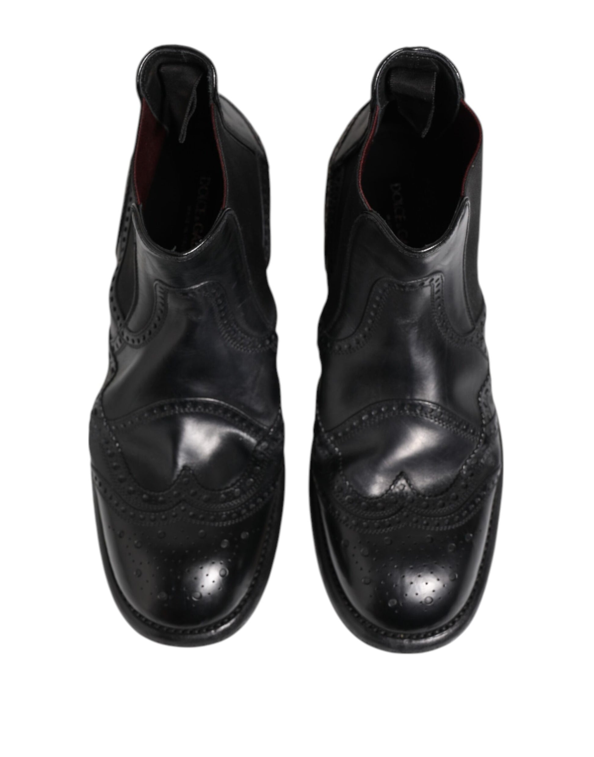 Black Leather Ankle Boots Slip On Shoes