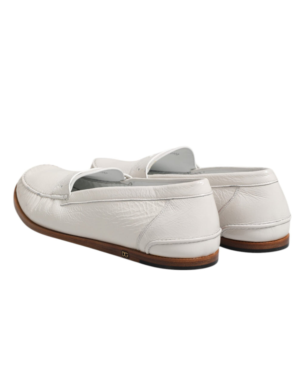 Mocassins en cuir blanc, chaussures plates à enfiler.