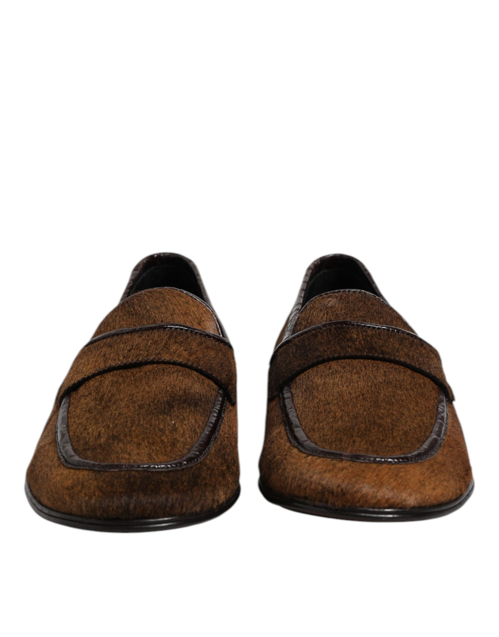 Chaussures habillées en cuir marron, mocassins à enfiler pour homme