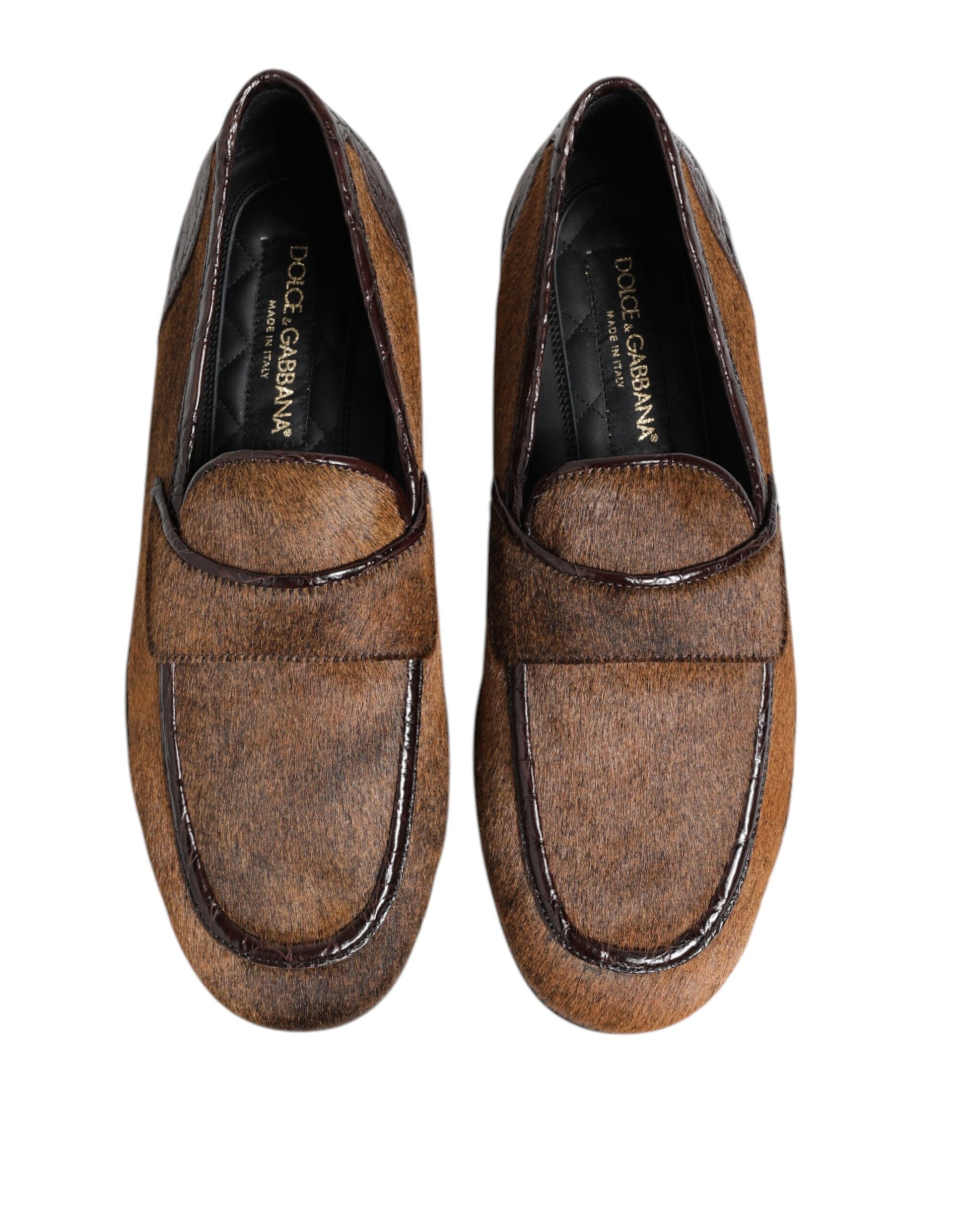Chaussures habillées en cuir marron, mocassins à enfiler pour homme