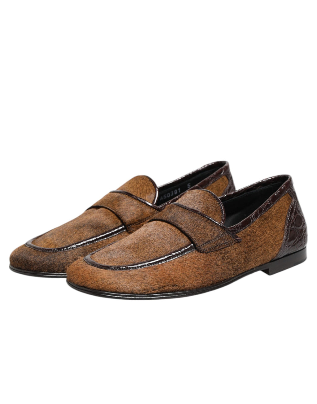Chaussures habillées en cuir marron, mocassins à enfiler pour homme