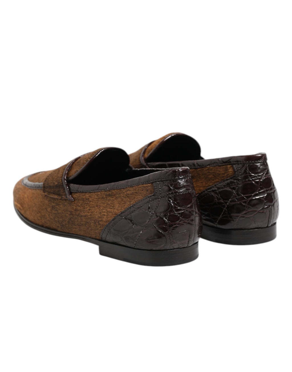 Chaussures habillées en cuir marron, mocassins à enfiler pour homme