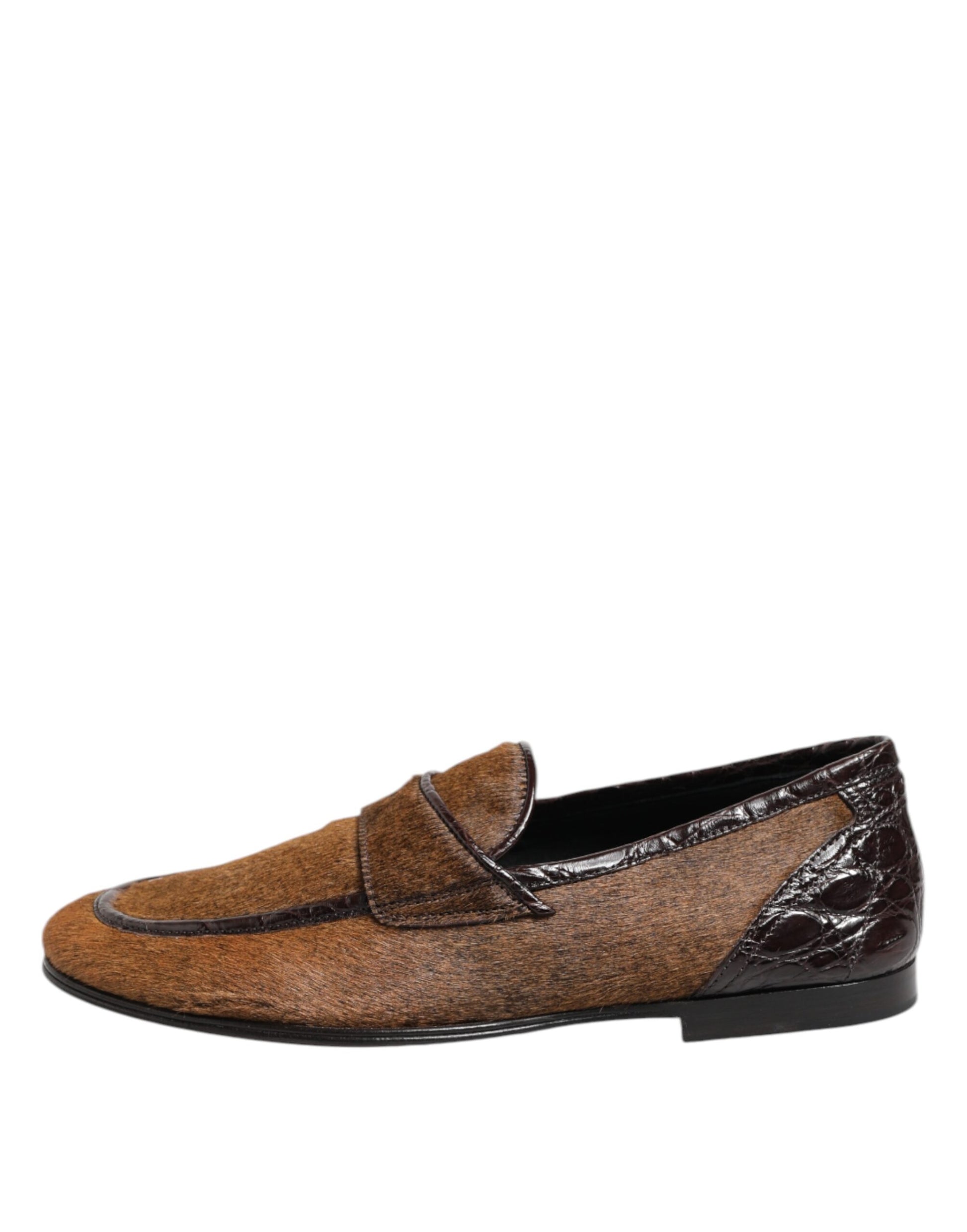 Chaussures habillées en cuir marron, mocassins à enfiler pour homme