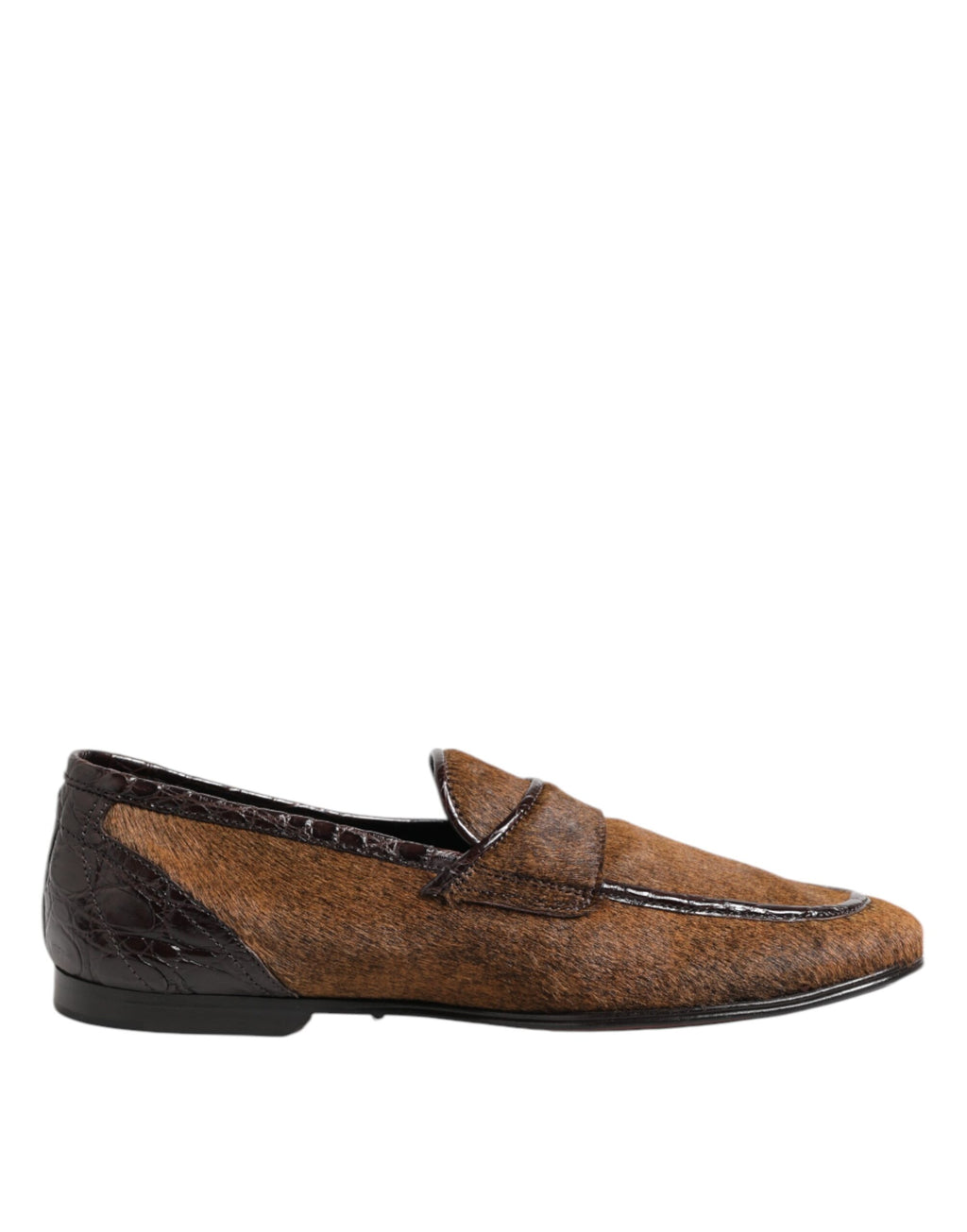 Chaussures habillées en cuir marron, mocassins à enfiler pour homme