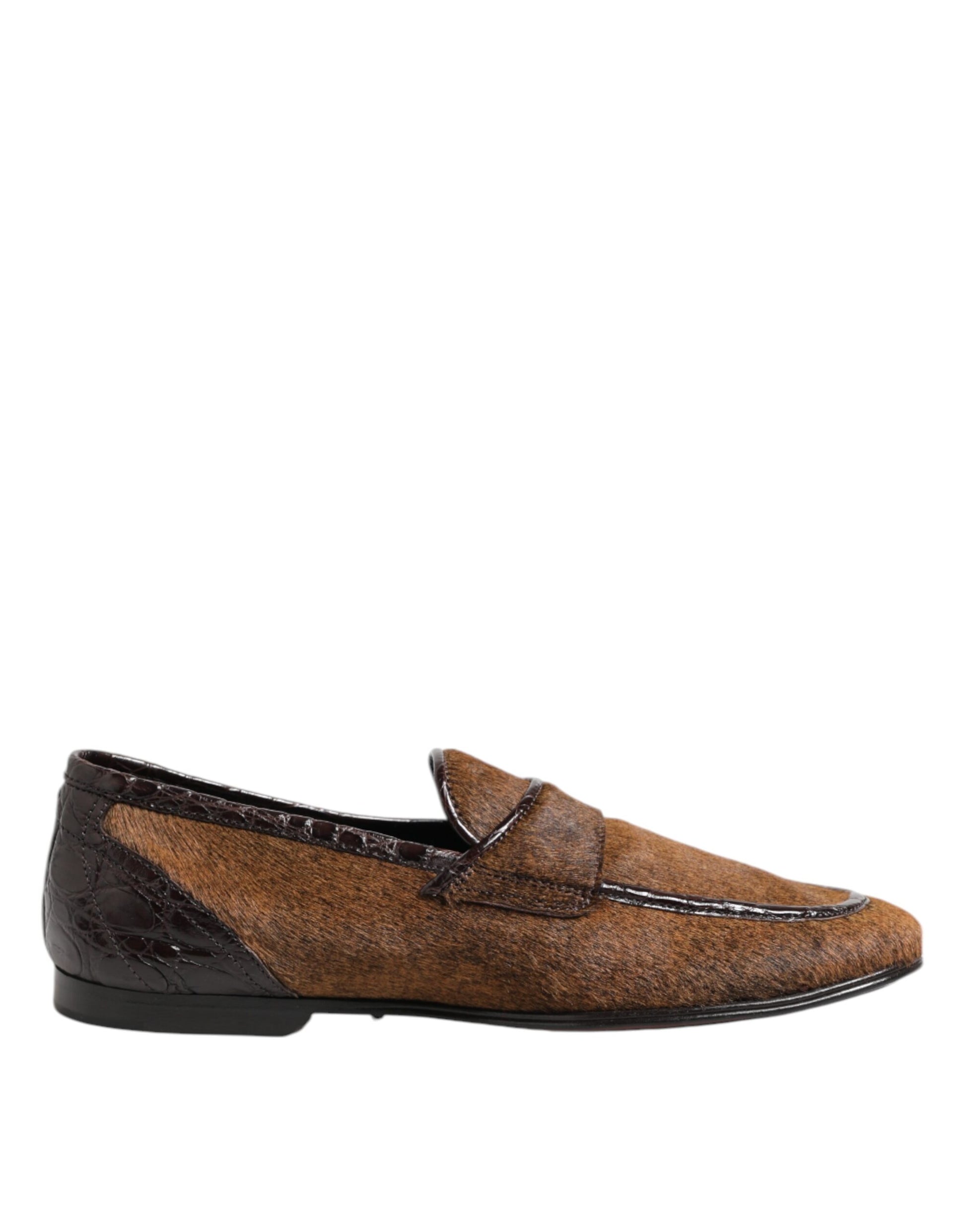Chaussures habillées en cuir marron, mocassins à enfiler pour homme