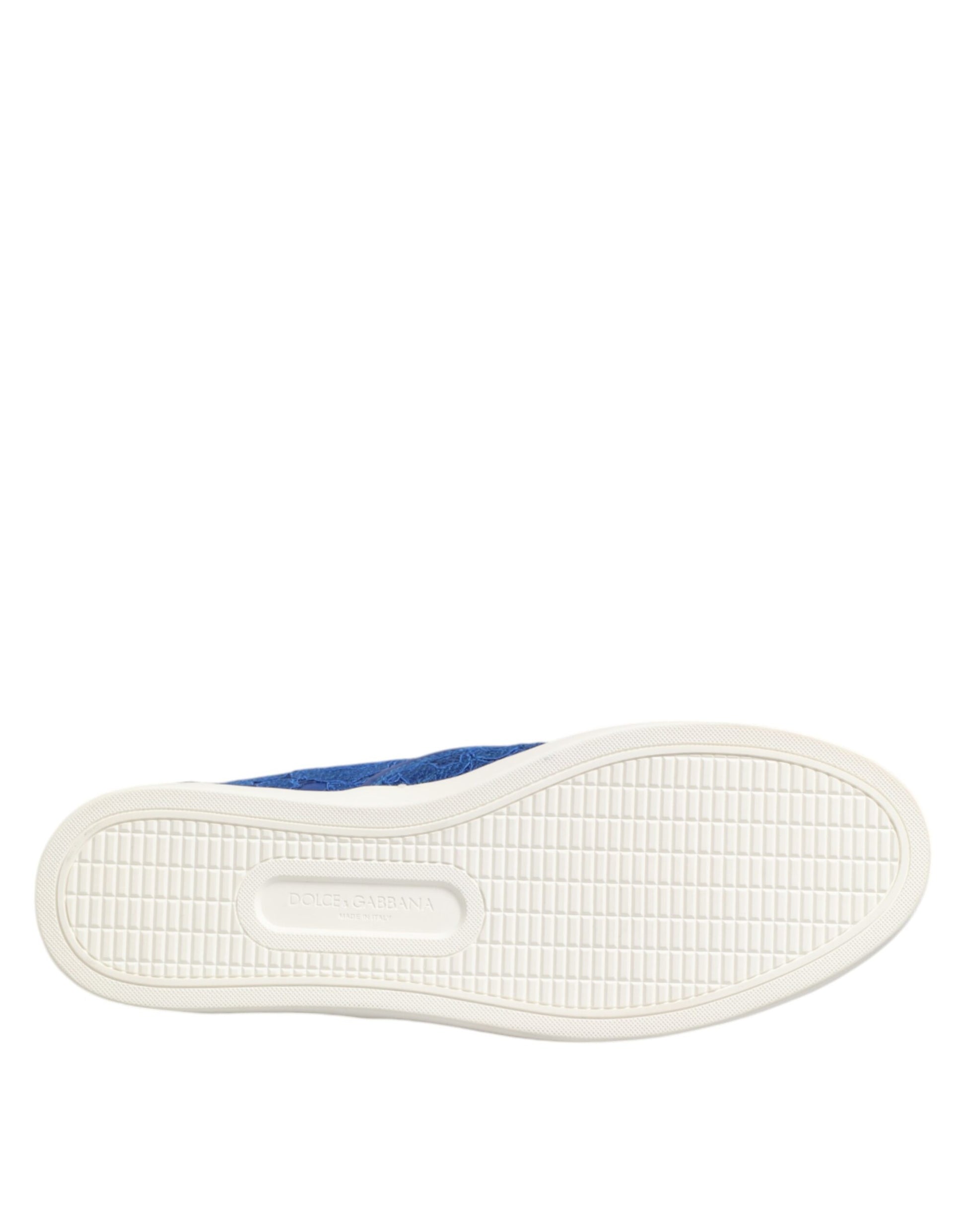 Blue Leather Lace Slip On Sneaker Shoes