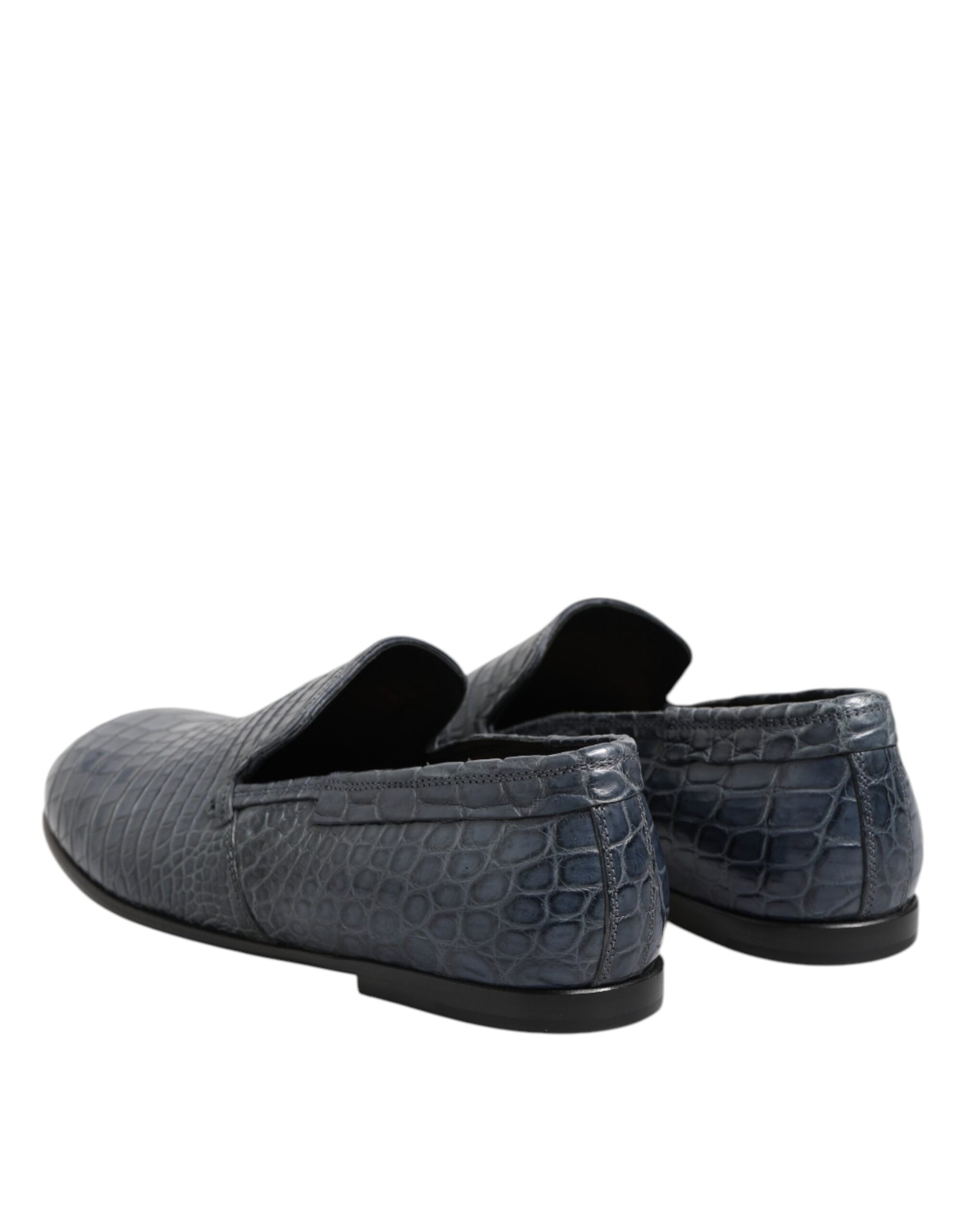 Chaussures habillées homme, mocassins en cuir exotique bleu, à enfiler.