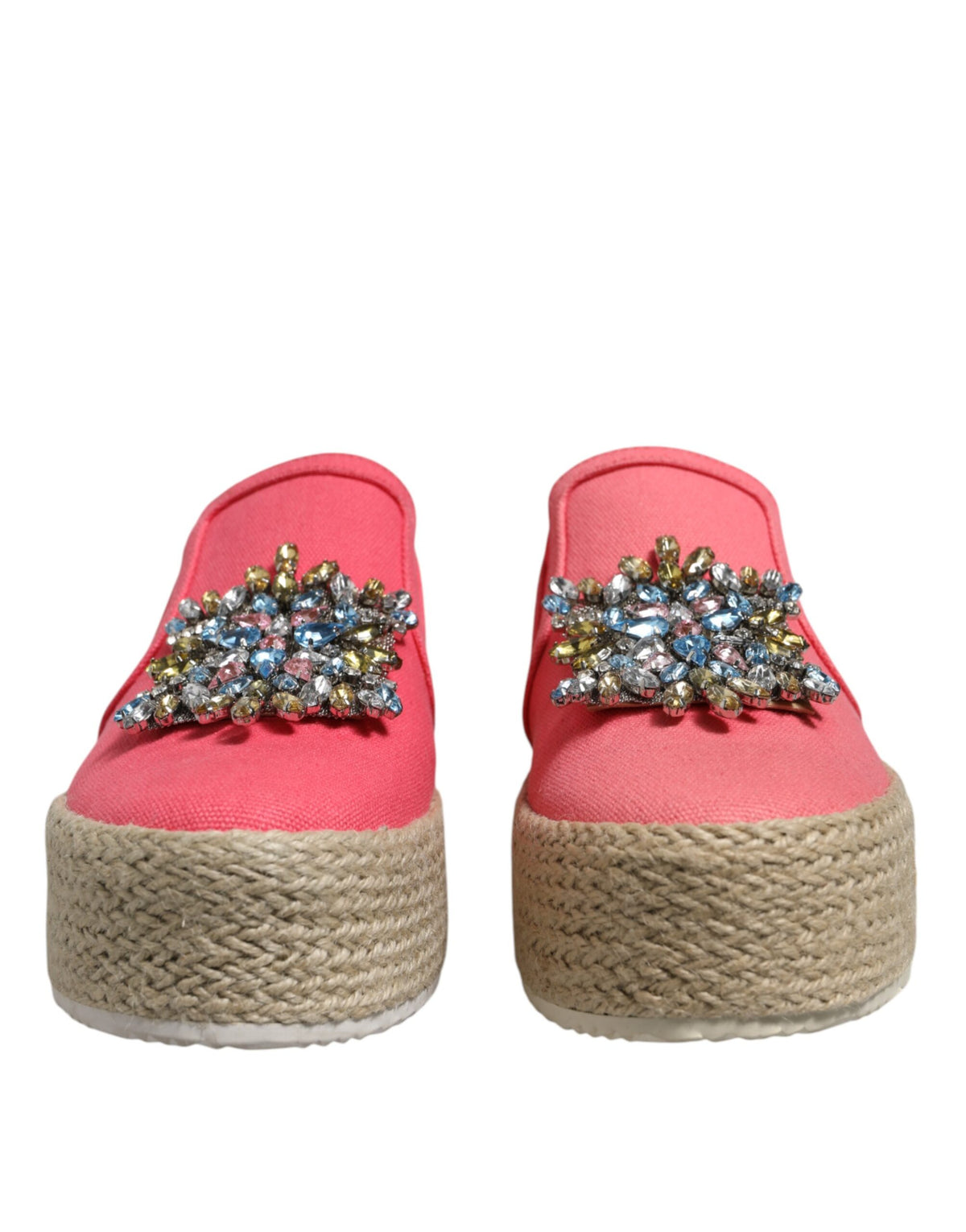 Chaussons en toile rose ornées de cristaux