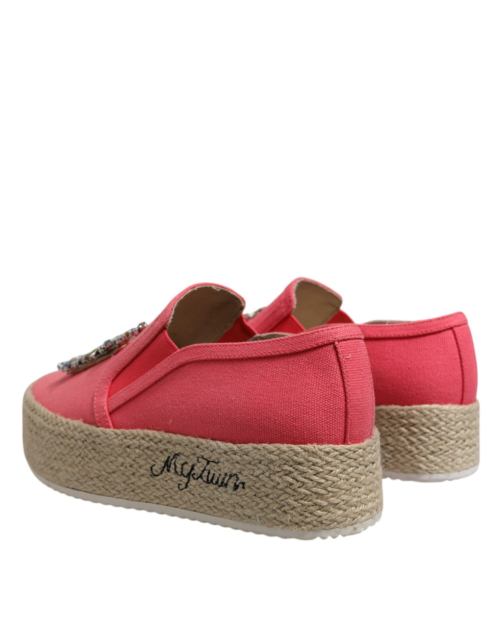 Chaussons en toile rose ornées de cristaux