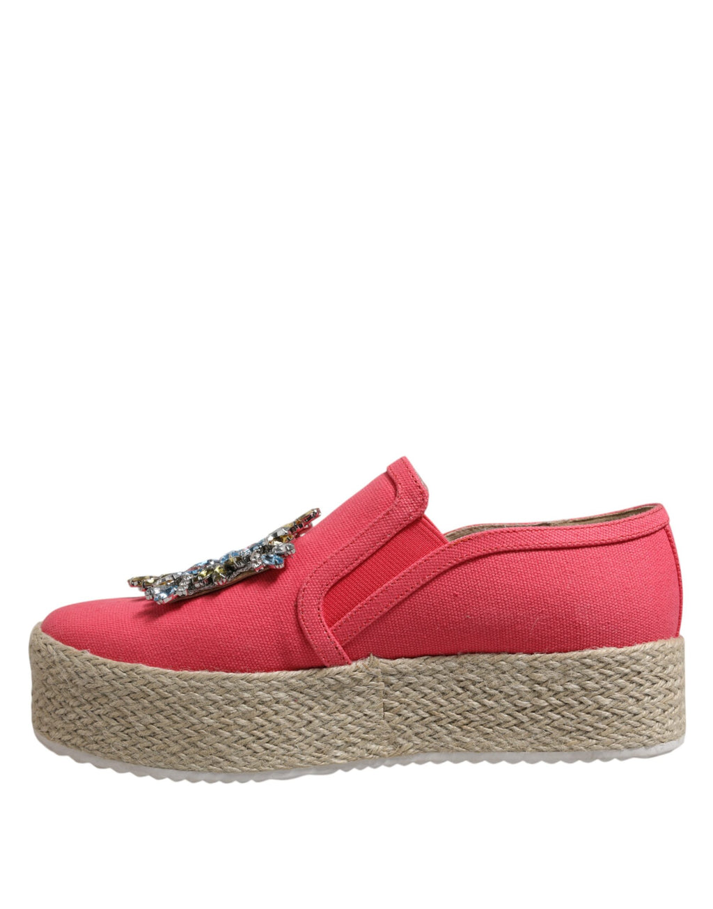 Chaussons en toile rose ornées de cristaux