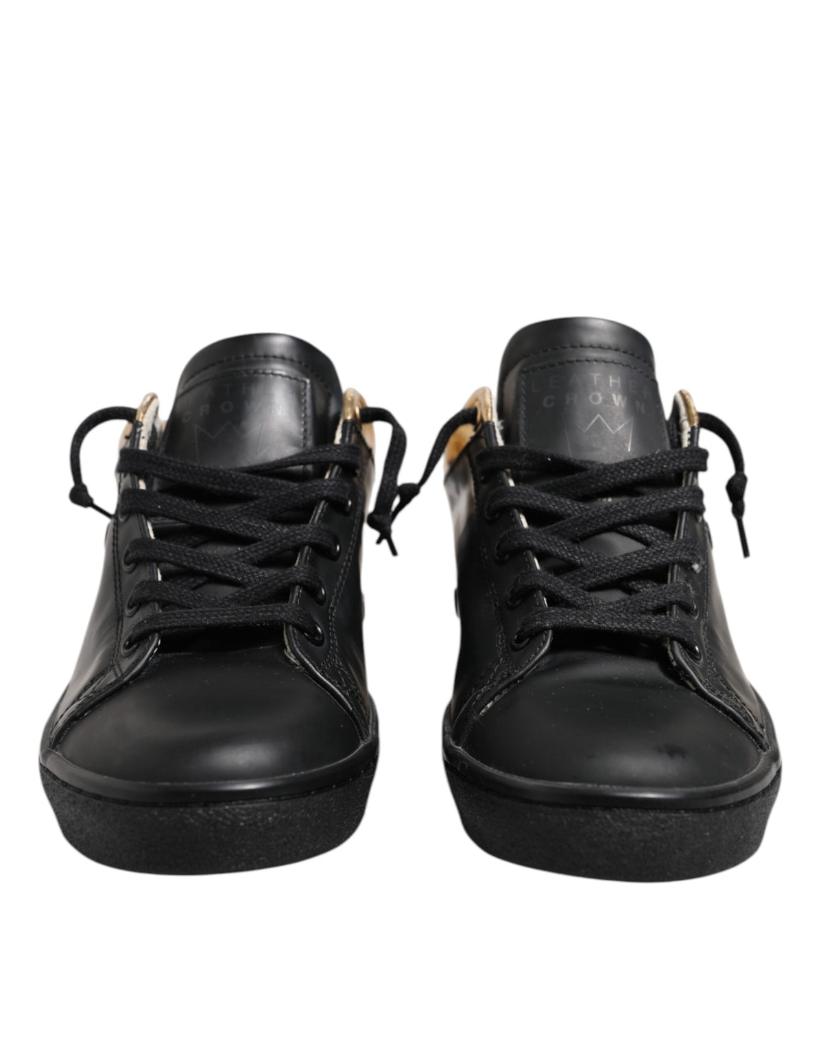 Sneakers basses à lacets pour femmes, noir et or