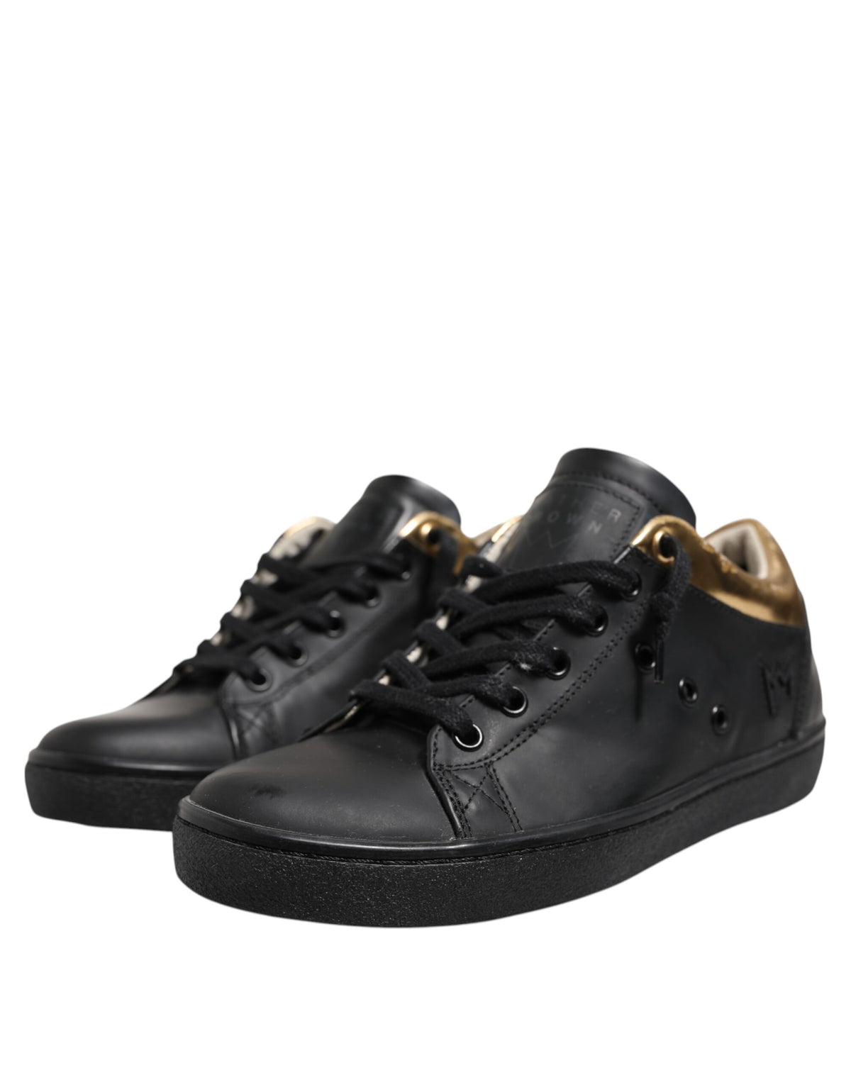 Sneakers basses à lacets pour femmes, noir et or