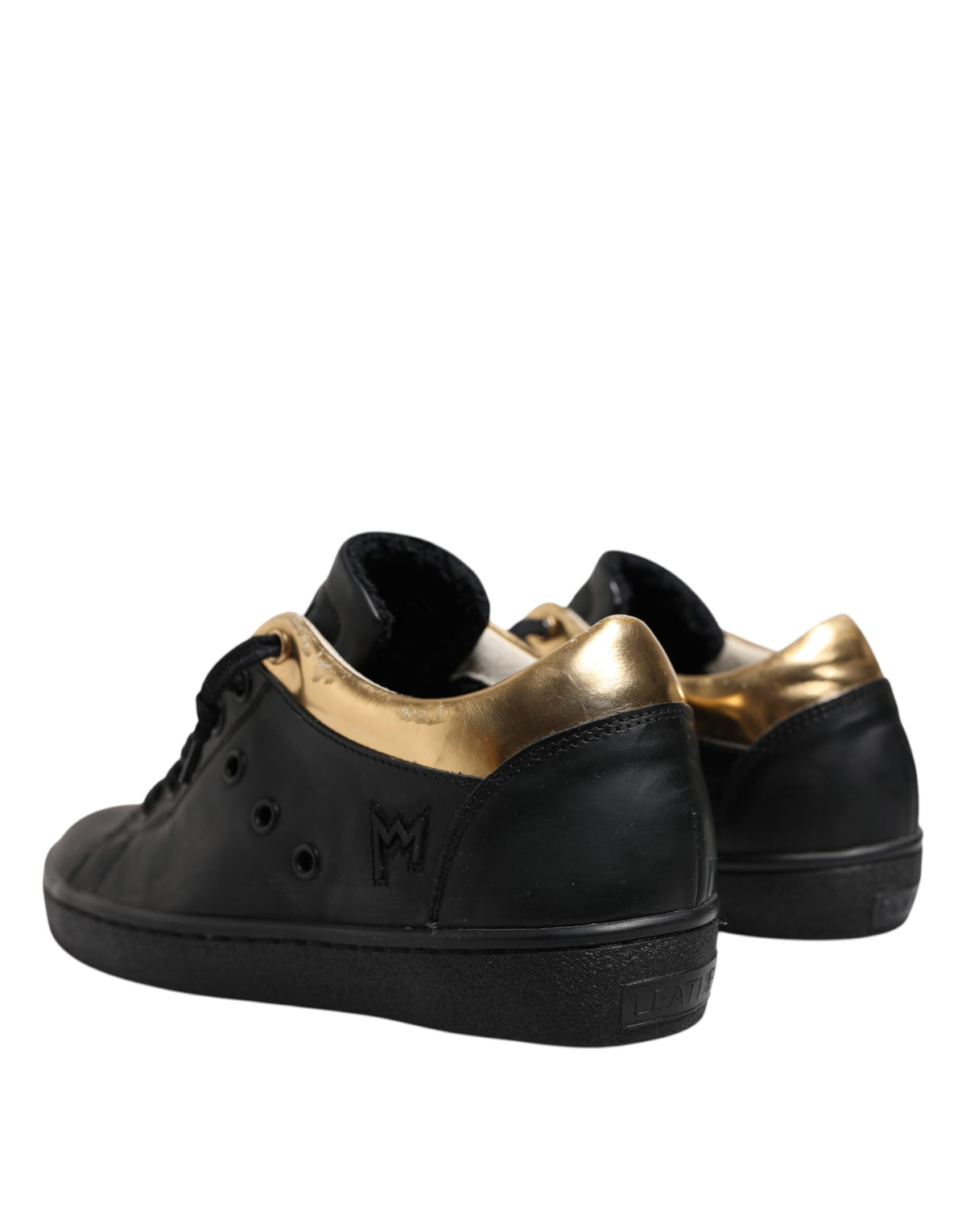 Sneakers basses à lacets pour femmes, noir et or