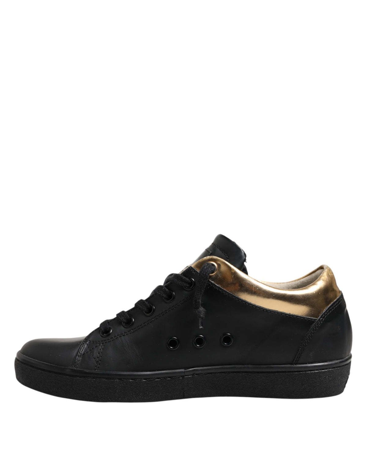 Sneakers basses à lacets pour femmes, noir et or