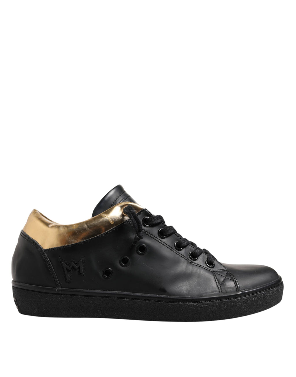 Sneakers basses à lacets pour femmes, noir et or