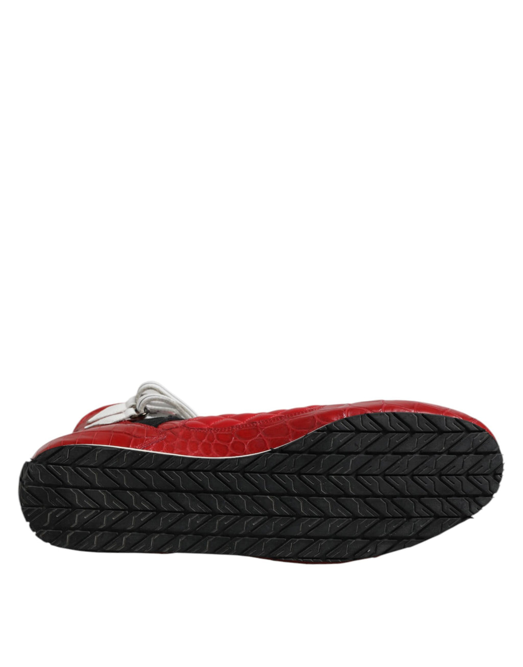 Baskets en cuir rouge capitonné à lacets
