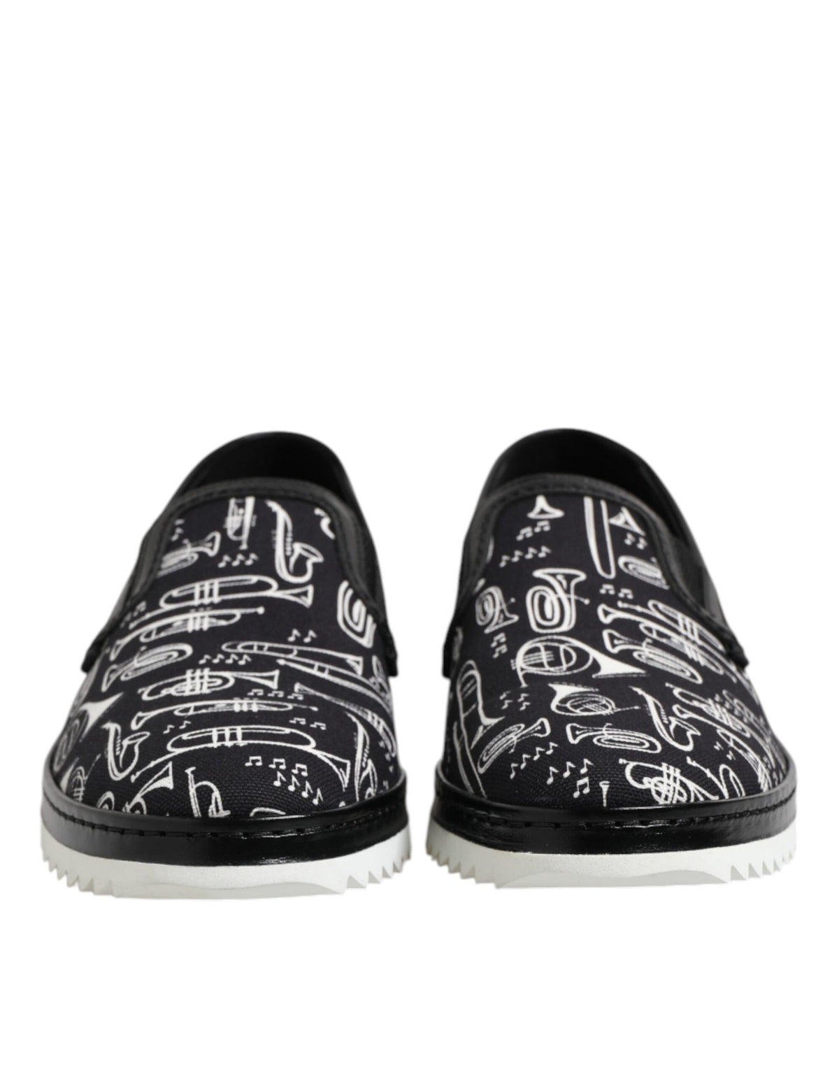 Black Slip On Printed Men Loafers Shoes